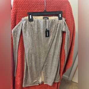 Express Silver Sequin Off-Shoulder Bodycon Dress